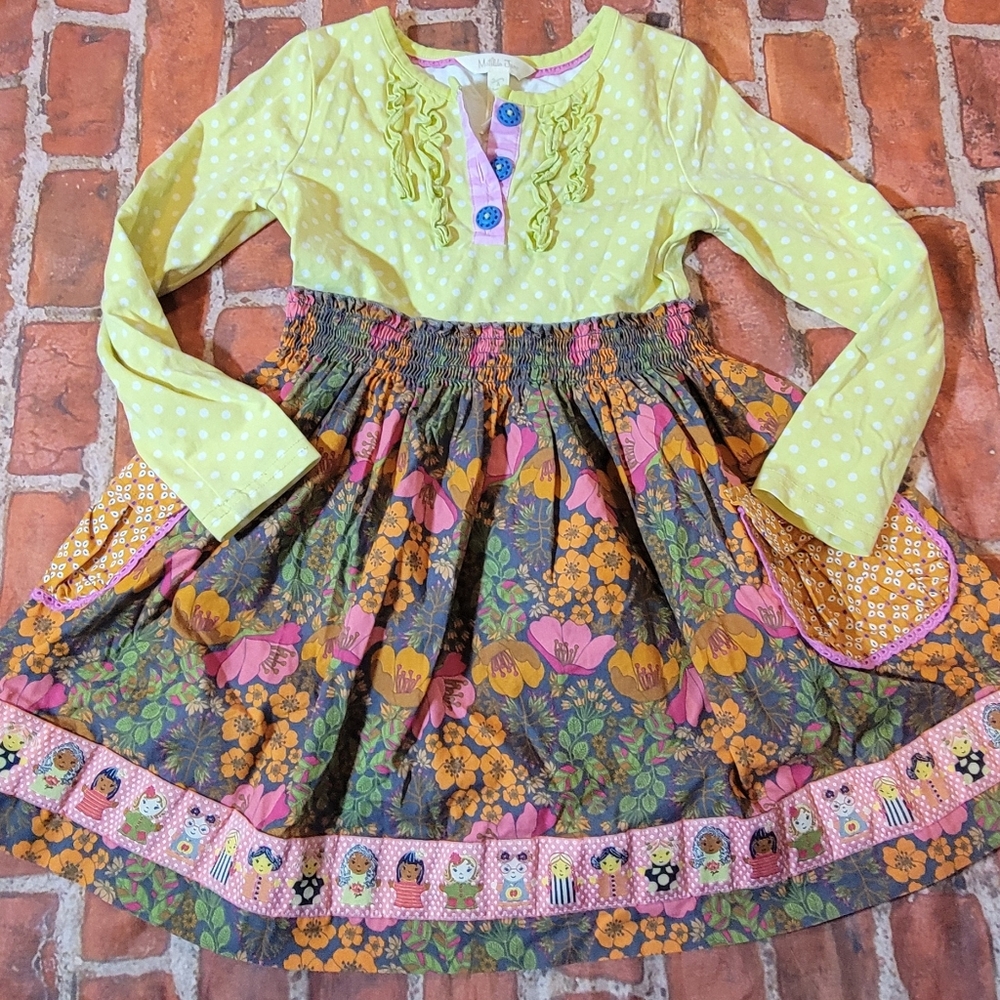 Matilda Jane Sz 4 Make Believe As A Princess Dress Green Polka Dot Floral Girl